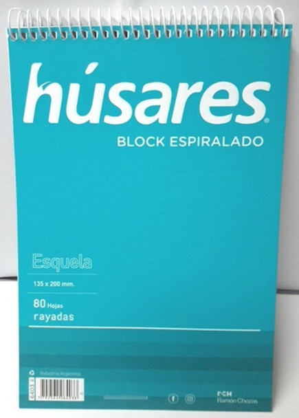 48 Blocks Espiralado Husares 6403 Esquela A5 Rayado 80 Hojas 0