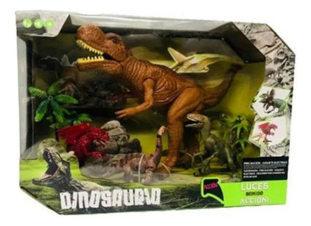 Set De Dinosaurios Con Luz Y Sonido En Caja Poppi - 7097 0