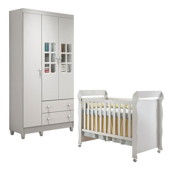 Berço Mirelle E Guarda Roupa Mariah 3 Portas Branco Brilho 0 Berço Mirelle E Guarda Roupa Mariah 3 Portas Branco Brilho 0