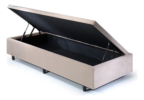 Base Box Baú Solteirinho 78x188x42cm Suede Bege 0