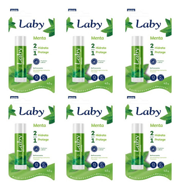 Laby Hidratante Labial - Menta Fps15 (refrescante) Kit C/ 6 0