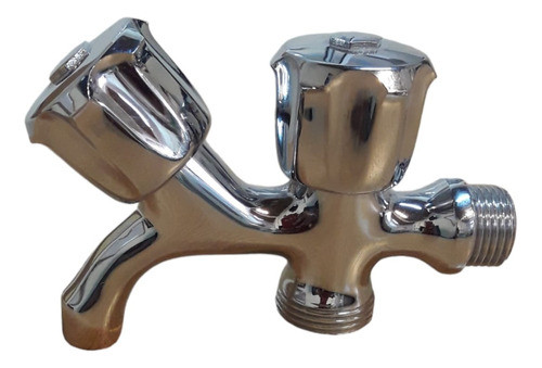 Canilla Doble Metal Lavarropas Lavadero 0