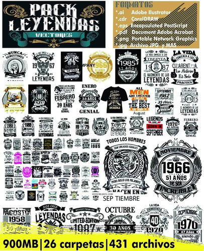 Archivos Sublimacion, Serigrafia, Plotters / Pack Leyendas 0