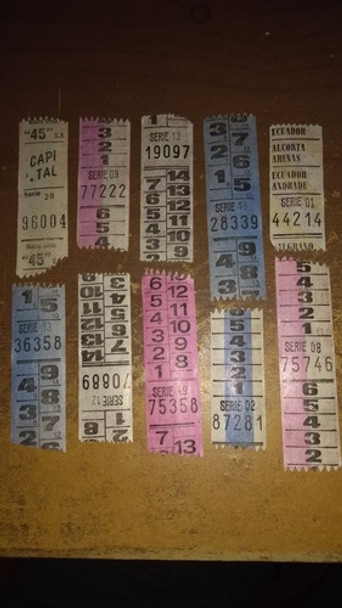 Boletos De Colectivo Antiguos En Lote De 10 Boletos 0