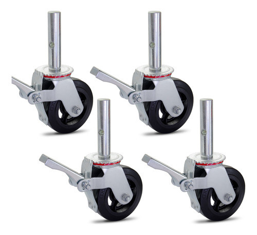 4 Peças Rodizio Para Andaime Roda De Ferro E Borracha 900 Kg 0