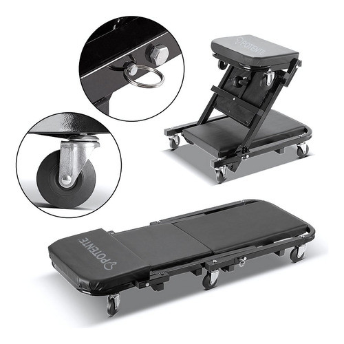 Carrinho Esteira P/ Mecânico C/ Encosto Para Cabeça Potente 0