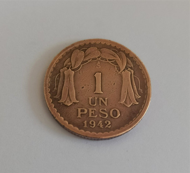 Moneda De 1 Peso Chileno 1942 0