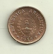 Moneda Argentina De Cobre 1 Centavo Año 1943 Sin Circular 0