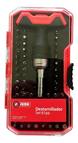 Fema Set Destornillador Llave T Crique 36 Puntas Tubos 25mm 0