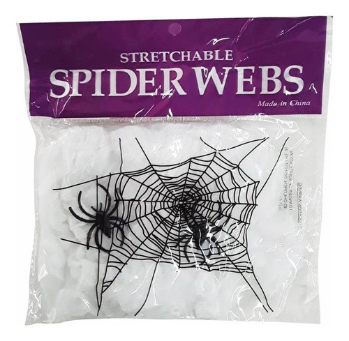 Telaraña Decorativa Halloween Con 2 Arañas 0