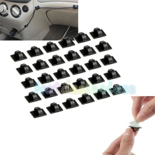 30pcs Mini Etiqueta Autoadhesiva Ajustable Cable Tie Rectáng 0
