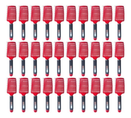 Kit 30 Escovas Raquete Cerâmica Vazada Vermelha Cod 716 0