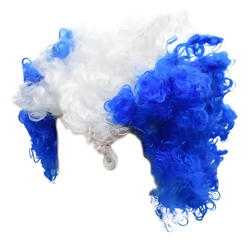 Peluca De Color Azul Con Blanco 26x21cm 0