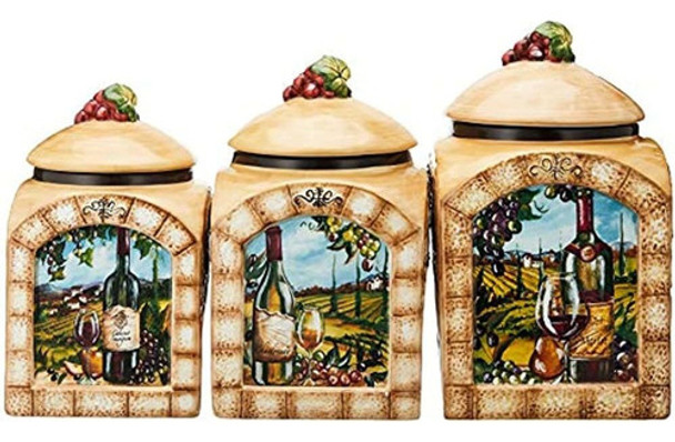 Certified International Tuscan View 3piece Canister Set 60ou 0