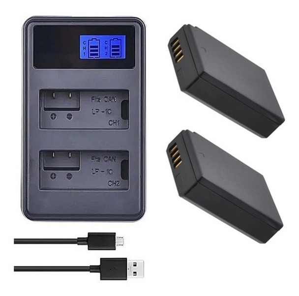 Cargador Usb Dual +2baterías Lp-e10 Para Canon T5 T6 T7 T100 0