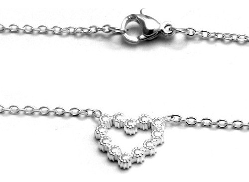 Collar Corazón Flores Caladas 45cm De Acero Blanco 0
