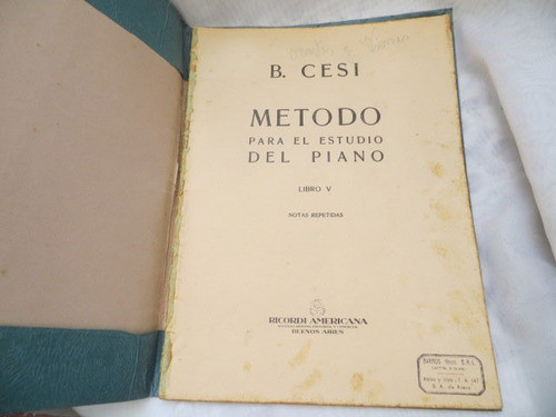 Partitura Metodo Para El Estudio Del Piano Libro V B. Cesi 0