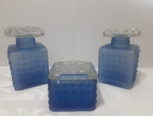 Juego Toilette 3 Piezas Opalina Azul 0