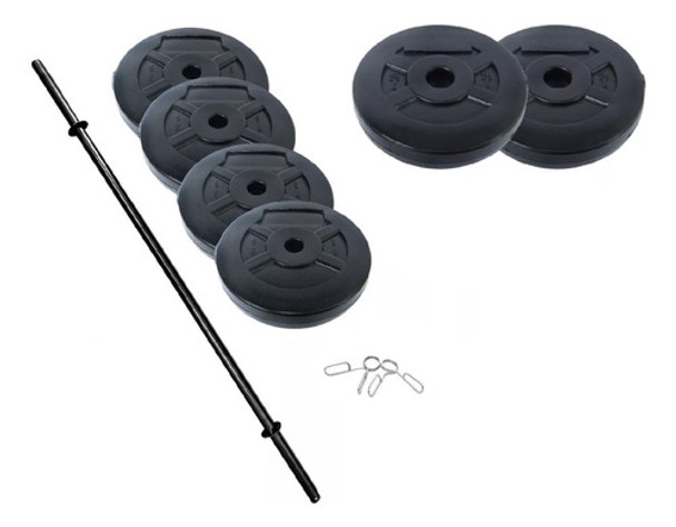 Barra 1,50 Mt Con Topes + 20 Kg. Discos Pesas Sonnos Negro 0 Barra 1,50 Mt Con Topes + 20 Kg. Discos Pesas Sonnos Negro 0