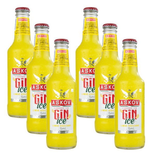 Bebida Askov Ice Gin Limão Siciliano Long Neck 6 Un De 275ml 0