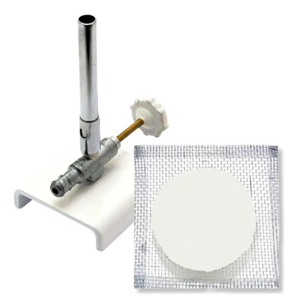 Bunsen Com Registro + Tela De Amianto C/ Refratário 26x26cm 0