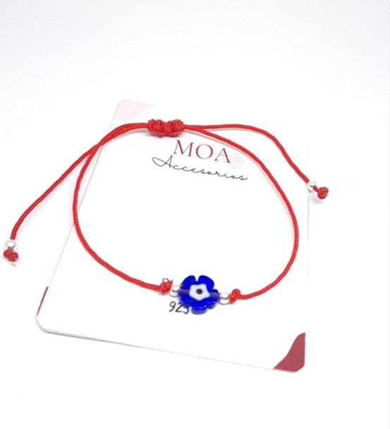 Pulseras Ojo Turco Bolitas Plata 925 Rojas Negras Amuleto 0