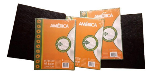 Pack Escolar N3 2carpetas+2repuesto America 96h Raya+1 Cuadr 0