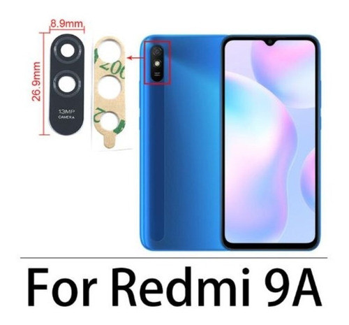 Vidrio Lens Cámara Trasera Xiaomi Redmi 9a + Adhesivo 0