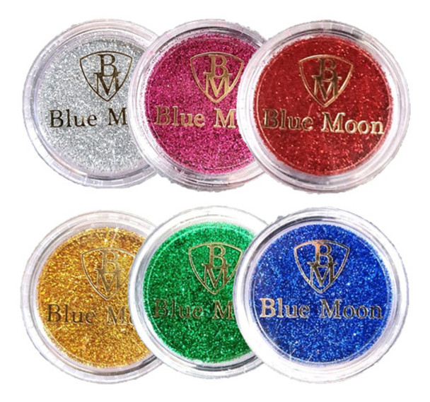 6 Glitter Em Pó Solto Bm24001 Blue Moon Atacado 0