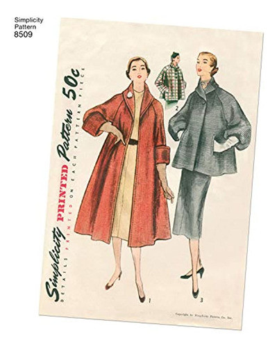 Simplicidad 8509  Patrón Para 1950 S Patrón De Costura Estil 0