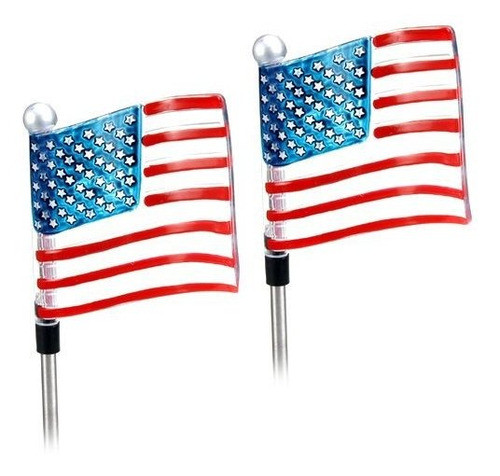 Bandera De Estados Unidos Energia Solar Estaca De Jardin Luz 0