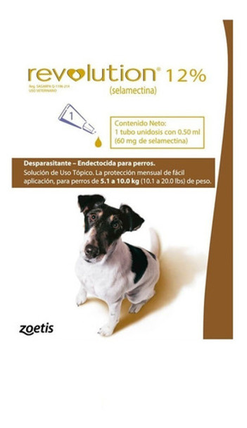 Pipeta Antipulgas Y Garrapatas Perro 5.0 A 10 Kg Revolution 0
