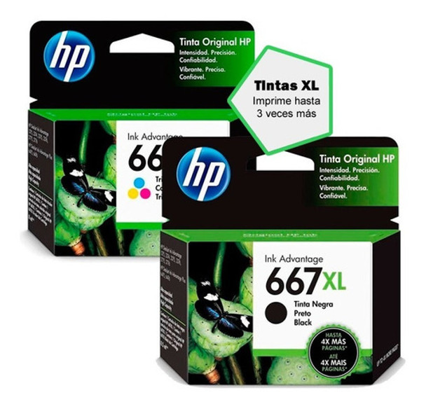 Kit Juego Cartuchos Originales 667xl Negro + Color Rinde X3 0
