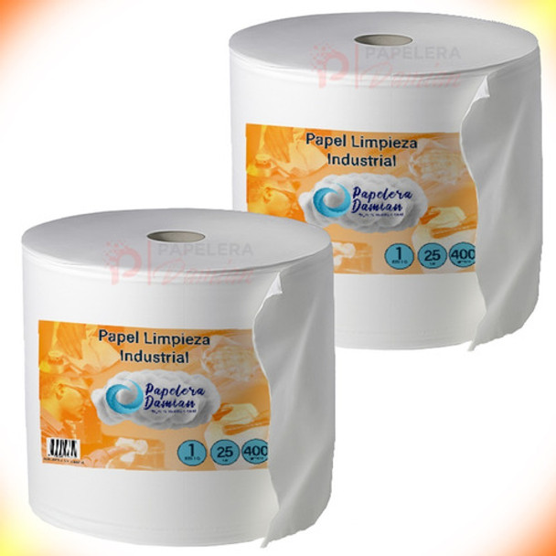 Toalla Papel Manos Limpieza Industri Bco 25cm 2 Rollos X400m 0