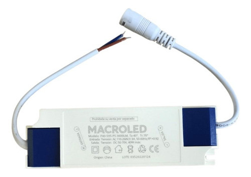 Driver Para Panel 60x60 40w Macroled Color Blanco 50-70v 0
