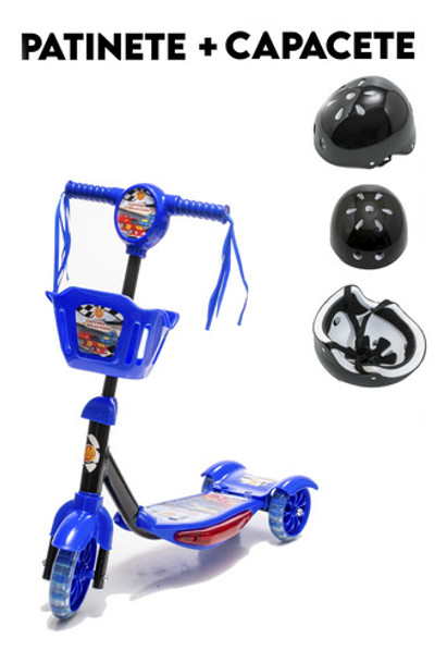 Kit Patinete  Regulável Azul Segurança+ Capacete 8 9 10anos 0 Kit Patinete  Regulável Azul Segurança+ Capacete 8 9 10anos 0