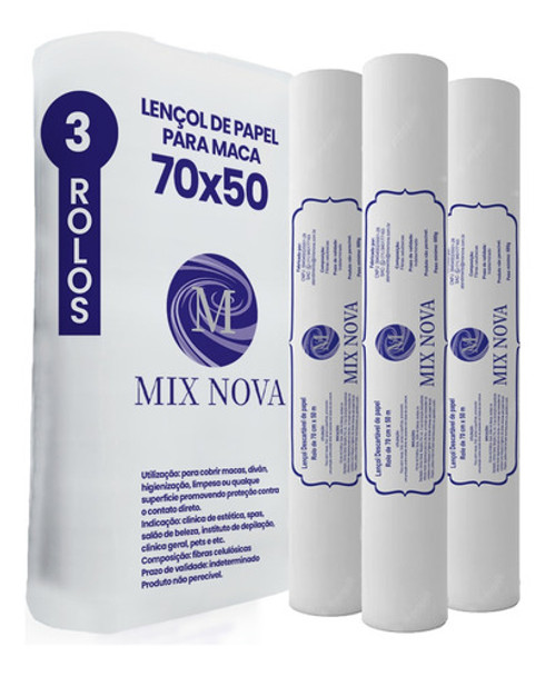 Lençol Descartavel Papel Hospitalar Maca 70x50 3 Rolos 0
