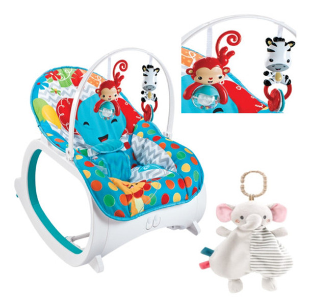 Cadeira De Descanso Bouncers Azul +naninha Elefante Pelúcia 0