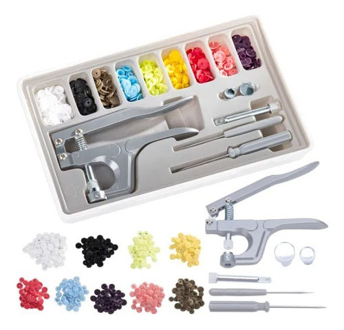 Pinza P/ Colocar Botones  Plasticos + 200 Broches De 15mm 0