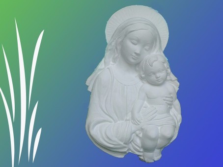 Virgen Madre Con Hijo Placa Para Colgar  De Yeso Para Pintar 0