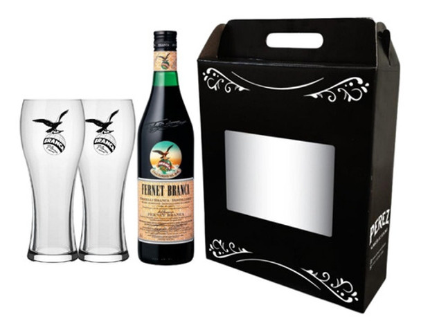 Kit Fernet Branca 750ml + Vasos Branca - Pérez Tienda - 0