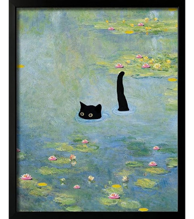 Oulawote Cat Poster Monet Prints Vintage Canvas