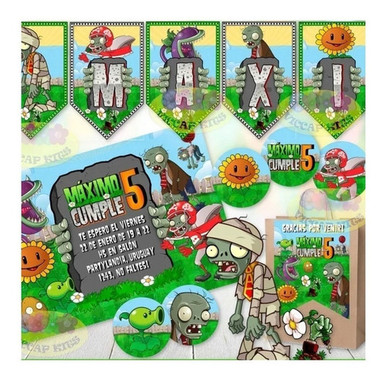 Universo Imprimible Plants Vs Zombies Birthday Editable Printable Kit