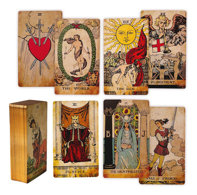 CRAFTERIAN Classic Tarot Set with 78 Golden Cards and Guide