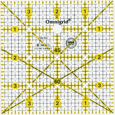 Omnigrid Transparent 4 Inch Square Ruler with Grid