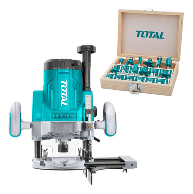 Total Router 8mm Total Router Kit 2200W Hand Router + Set of 12 Bits 8mm