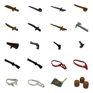 4 Pistole Giocattolo PLAYMOBIL Pirates | Flintlock Nere | Accessori Pirati | Nuove