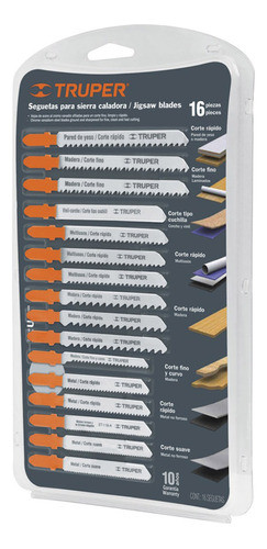 Truper Razorblade Truper 16 Piece Jigsaw Blade Set (Wood, Multi-Material, Metal, Etc.)