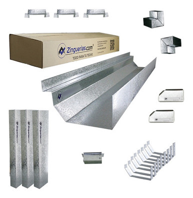 ZingueriasC0m Complete Galvanized Gutter Set for Roofs 10.50m High 3m