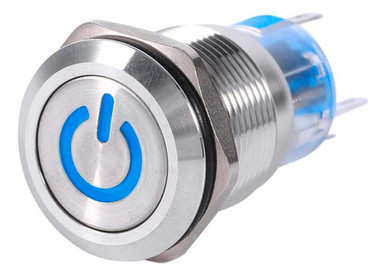 Marimon Electrónica 22mm LED Blue Push Button with Logo